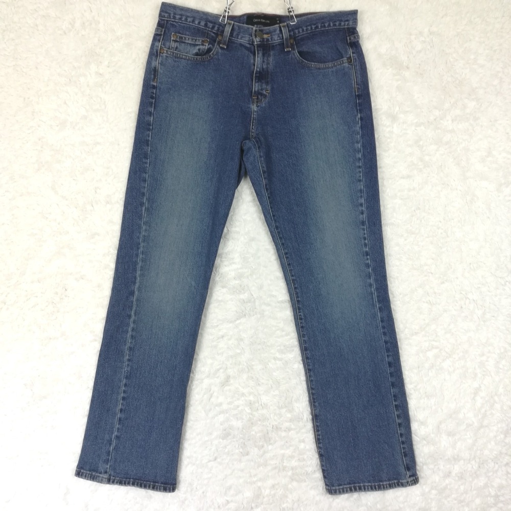 Calvin Klein Womens Jeans Boot Cut Blue Denim Low Rise Medium Wash 12